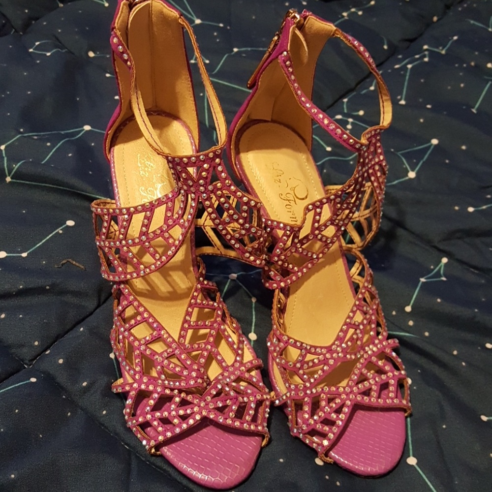 Liz Form Purple Rhinestone Heels
